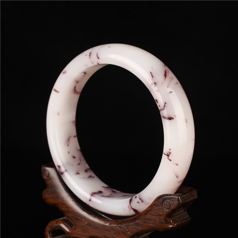 天然新疆和田玉加宽金丝玉飘花玉手镯缠丝玉女加厚旺夫玉镯子包邮