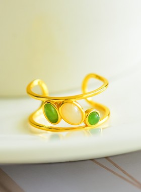 裸石蛋面戒指和田玉白玉碧玉