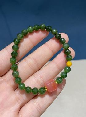 和田玉碧玉圆珠碧玉转运珠手链