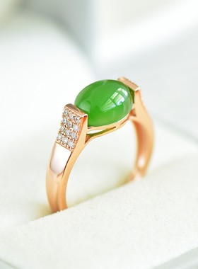 碧玉蛋面戒指碧玉新品上新