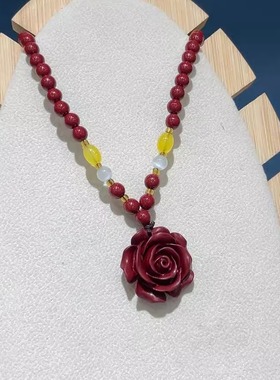 天然原矿朱砂项链高含量锁骨链