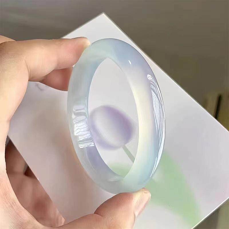 质淡紫浅绿色正品玛瑙扁