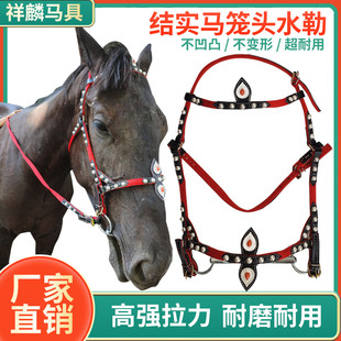 马笼头水勒缰绳带铆钉防磨马术装备大小矮马牵马绳马术用品配件
