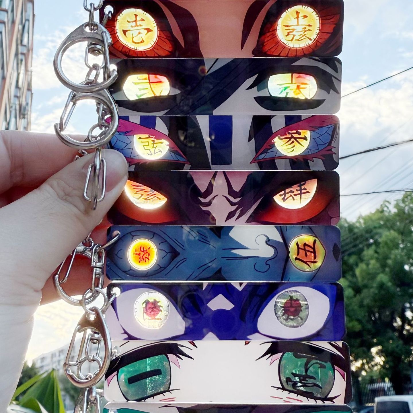 新款鬼灭之刃眼睛透卡挂件善逸无一郎甘露寺动漫亚克力周边钥匙扣