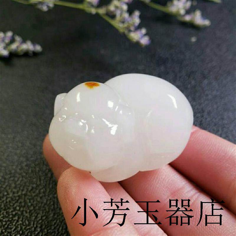 新疆和田玉招财猪把件羊脂级白玉生肖猪手把件男款招财猪手玩把件