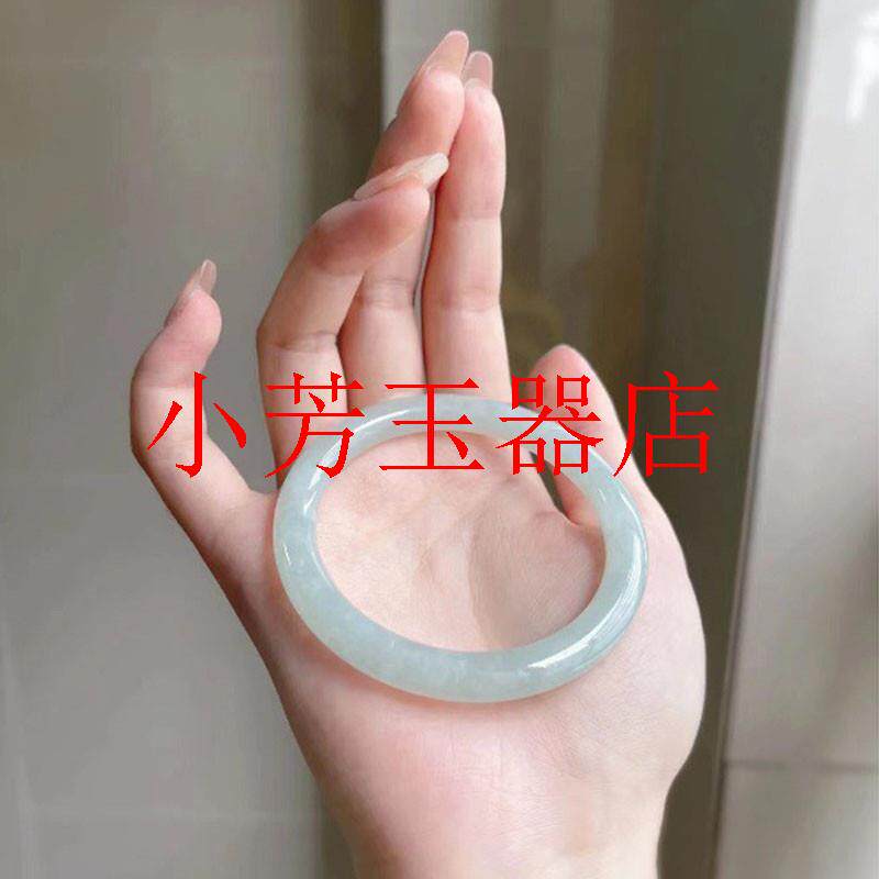 油青细圆条冰糯种飘花玉石叮当镯