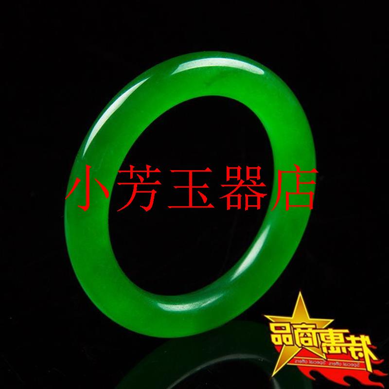 缅甸老坑翡翠色高冰种全阳绿色细圆条玉手镯金丝玉满绿色玉石手镯