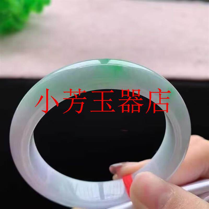 精品高档缅甸老坑翡翠色手镯冰糯种紫罗兰春彩飘阳绿翡翠色玉镯子