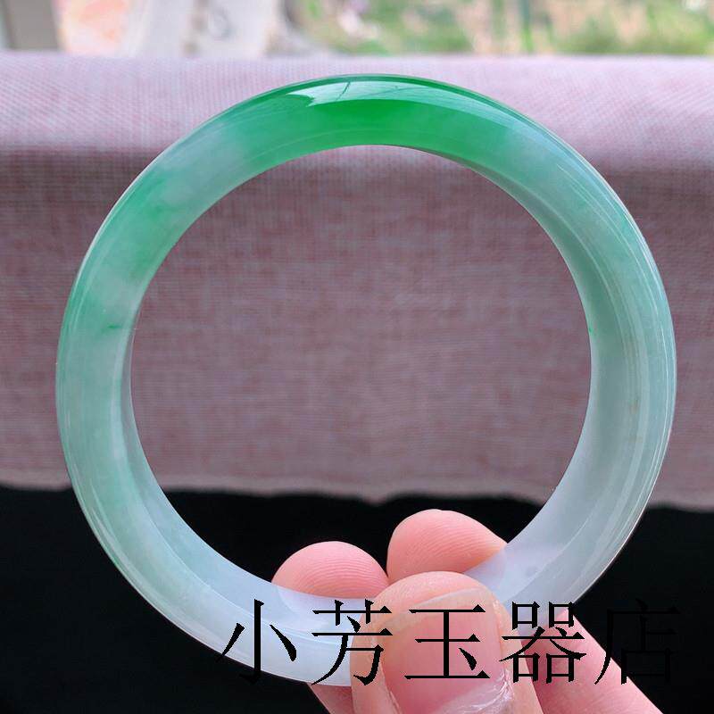 手镯女缅甸高端翡翠色玉石飘花冰糯种帝王绿满绿阳绿圆条贵妃玉镯