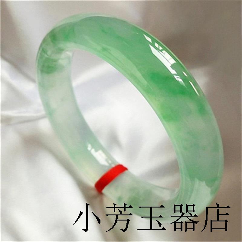 手镯女缅甸高端翡翠色玉石飘花冰糯种帝王绿满绿阳绿圆条贵妃玉镯
