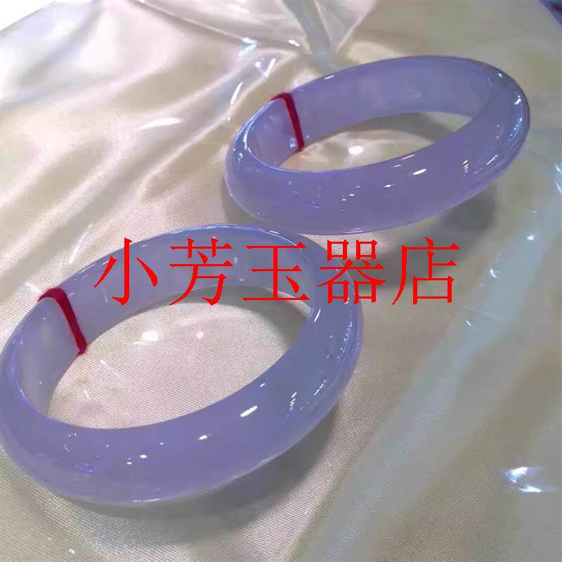缅甸老坑翡翠色手镯高冰糯种紫罗兰玉镯春彩紫色正圈贵妃镯少女款