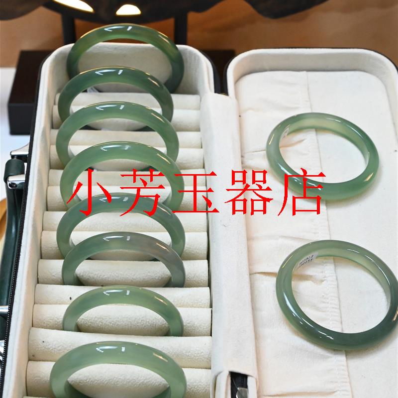 收藏冰种玛瑙油青玉冰透手镯女款
