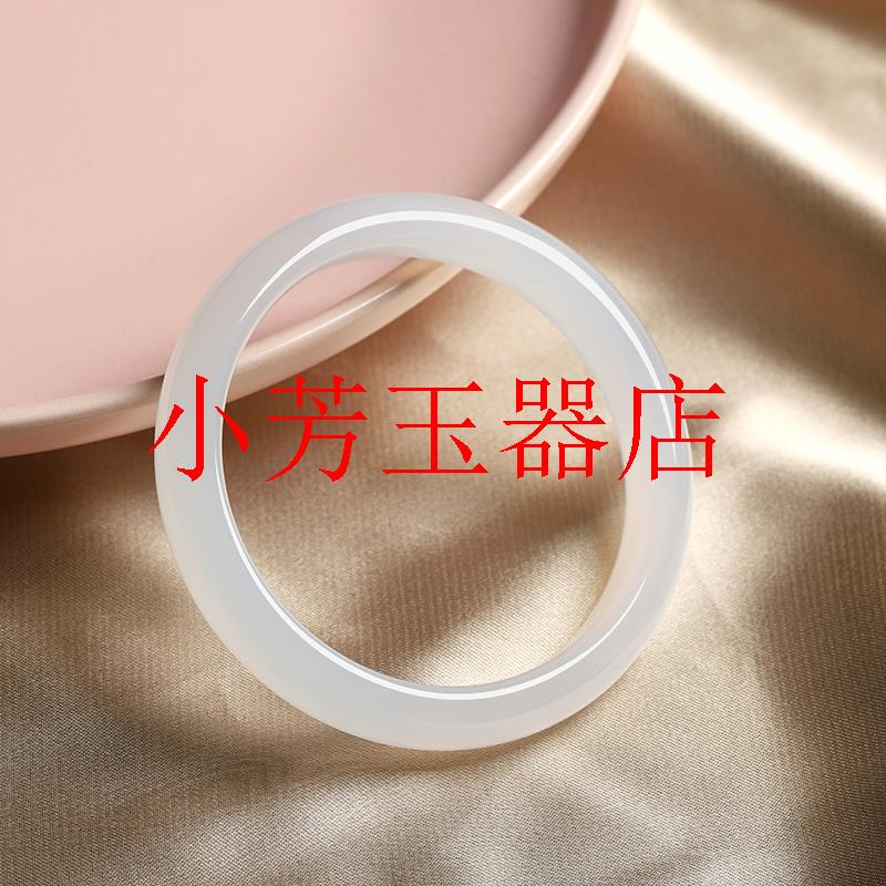 冰种玛瑙荔枝冻白玉髓玉手镯细条少女玉镯子冰透白月光玉手镯女款