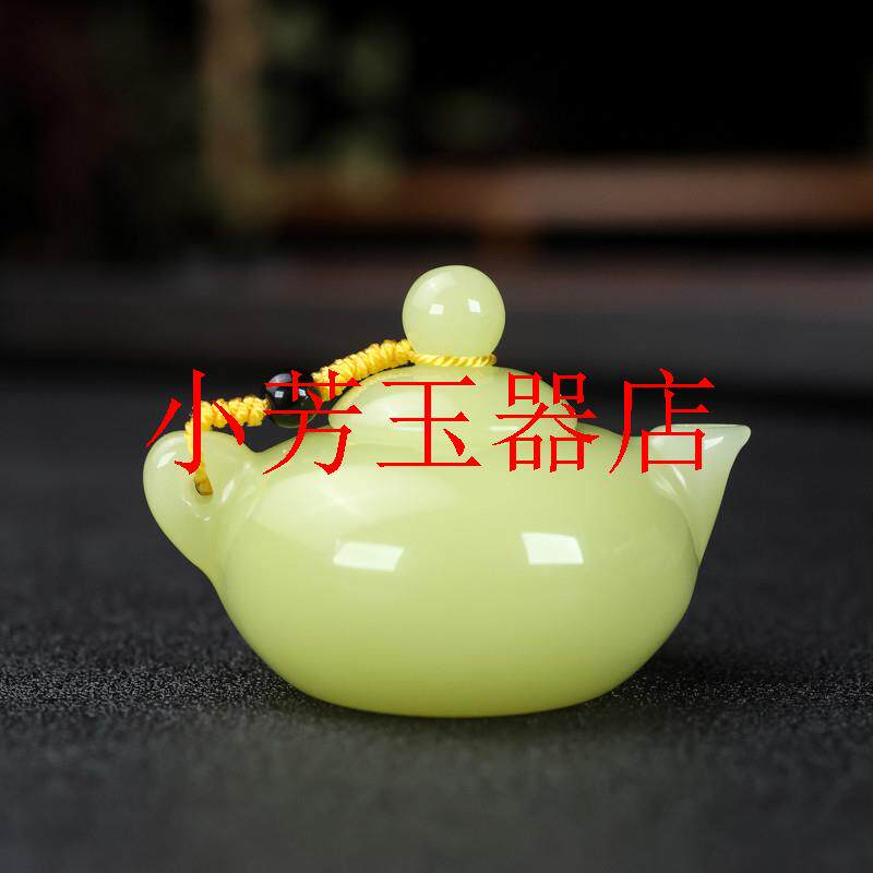 新疆和田玉黄口料把把壶手把件精选玉石糖黄玉麻将小茶壶原石处理