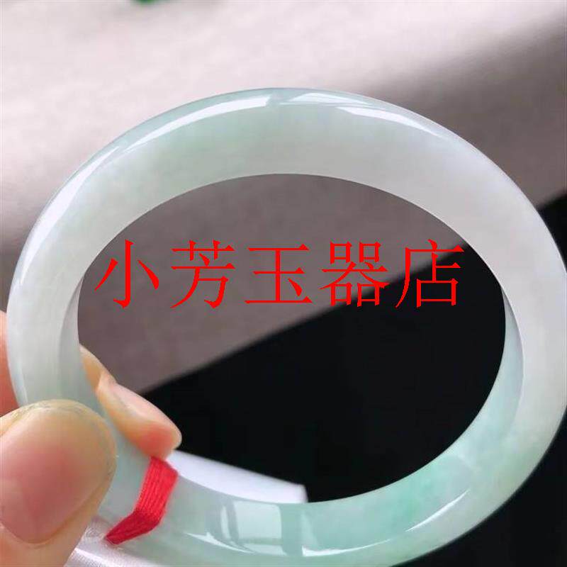 缅甸翡翠色手镯冰糯种浅色高品质冰晴浅绿处理玉质细腻玉镯子女款