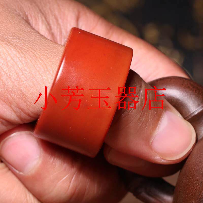 保山精品南红玛瑙岁月痕迹厚重包浆复古男女款经典时尚扳指戒处理
