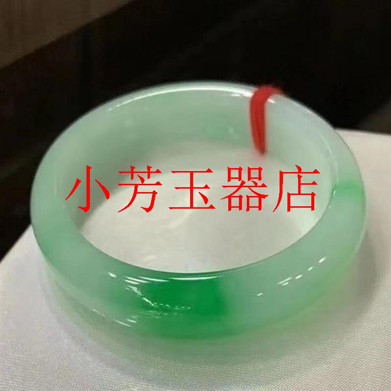 高冰种阳绿色玉手镯缅甸老坑原石飘翠绿飘花小众感玉手镯百搭女款