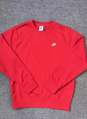 Nike耐克男子红色休闲运动毛圈宽松针织圆领套头卫衣FN3889-657
