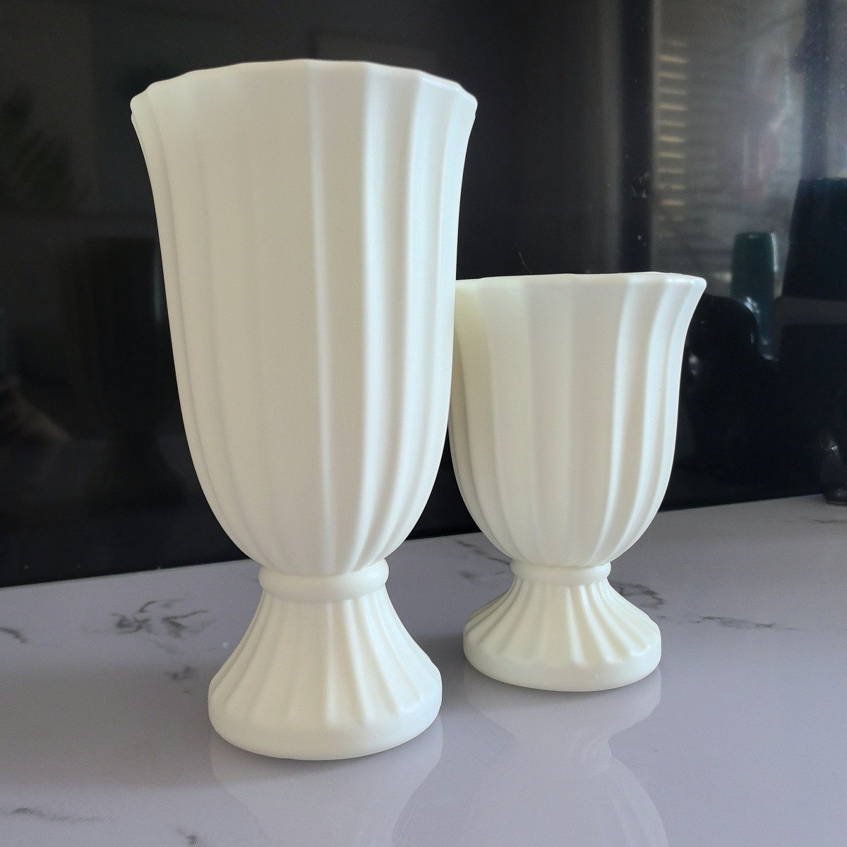 高级感简约中古花瓶小众仿陶瓷宽口花瓶插花器客厅高档摆件装饰品