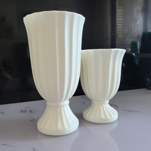 高级感简约中古花瓶小众仿陶瓷宽口花瓶插花器客厅高档摆件装饰品