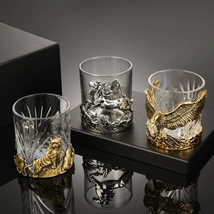 轻奢水晶玻璃威士忌酒杯古典洋酒杯白兰地啤酒杯高级感非旋转酒杯