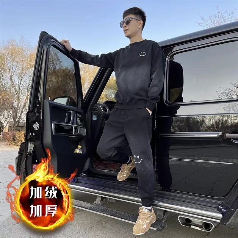 秋冬运动休闲加绒加厚套装