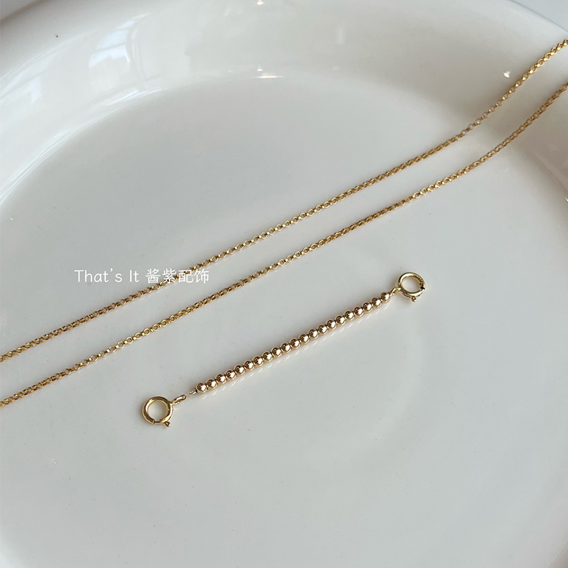 14k包金金珠延长链细项链适用