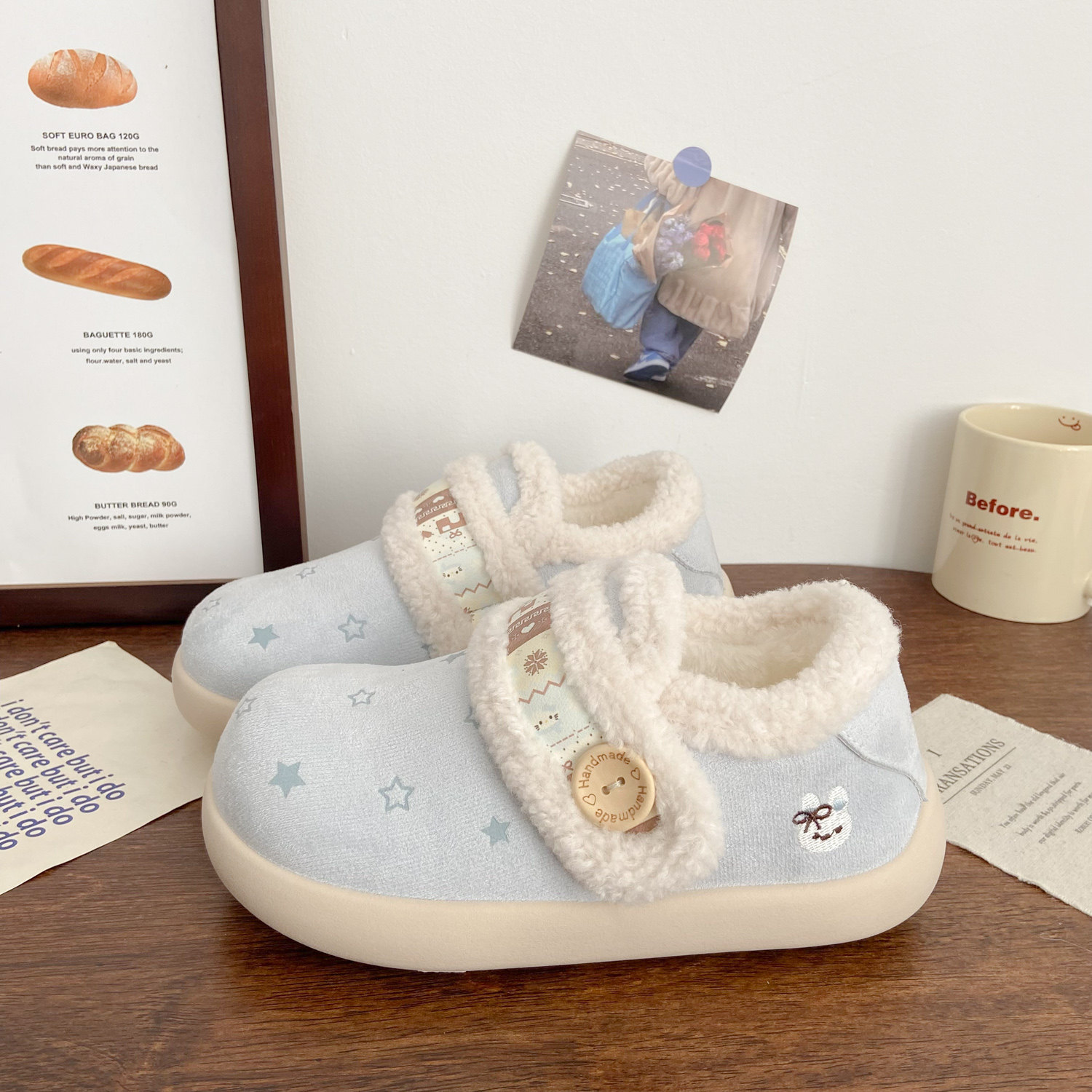 thumbnail for Milky white velcro board shoes female cute winter new chic niche snow boots warm student cotton shoes