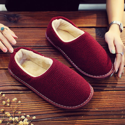 棉拖鞋女冬季室内家居保暖防滑厚底家用地板绒布艺包跟棉鞋男冬天
