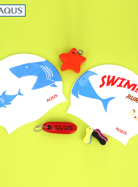 AQUS韩国时尚卡通硅胶泳帽女舒适游泳帽专业训练游泳装备儿童可戴