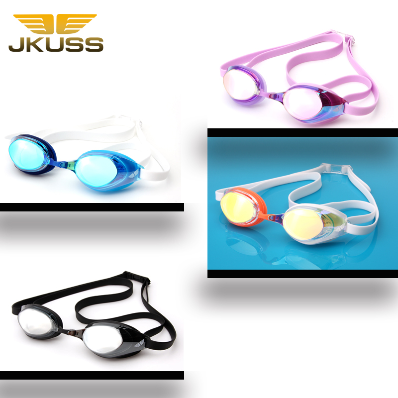 JKUSS高清防雾泳镜 女炫彩抗UV游泳镜 防水成人通用平光眼镜 韩国