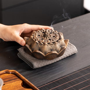 古铜色香炉家用室内沉香檀香熏香炉盘香创意香炉线香插香炉小摆件