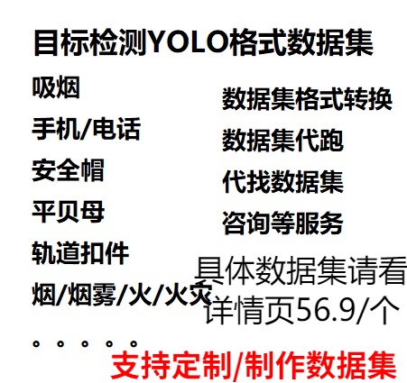 目标检测YOLO格式数据集汇总各种数据集资源代找格式转换咨询 商务/设计服务 商务服务 原图主图