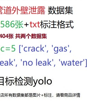 目标检测数据集YOLO管道外壁泄露数据集3586张 yolo txt格式nc=5