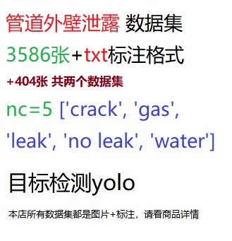 目标检测数据集YOLO管道外壁泄露数据集3586张 yolo txt格式nc=5