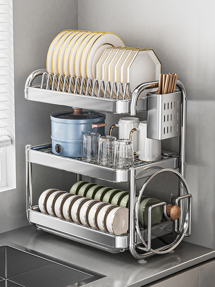 Stainless Steel Dish Storage Rack Cupboard For Home Kitchen Storage ...