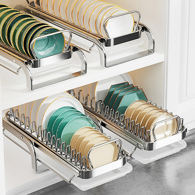 厨伴碗碟收纳架抽屉式碗盘沥水架