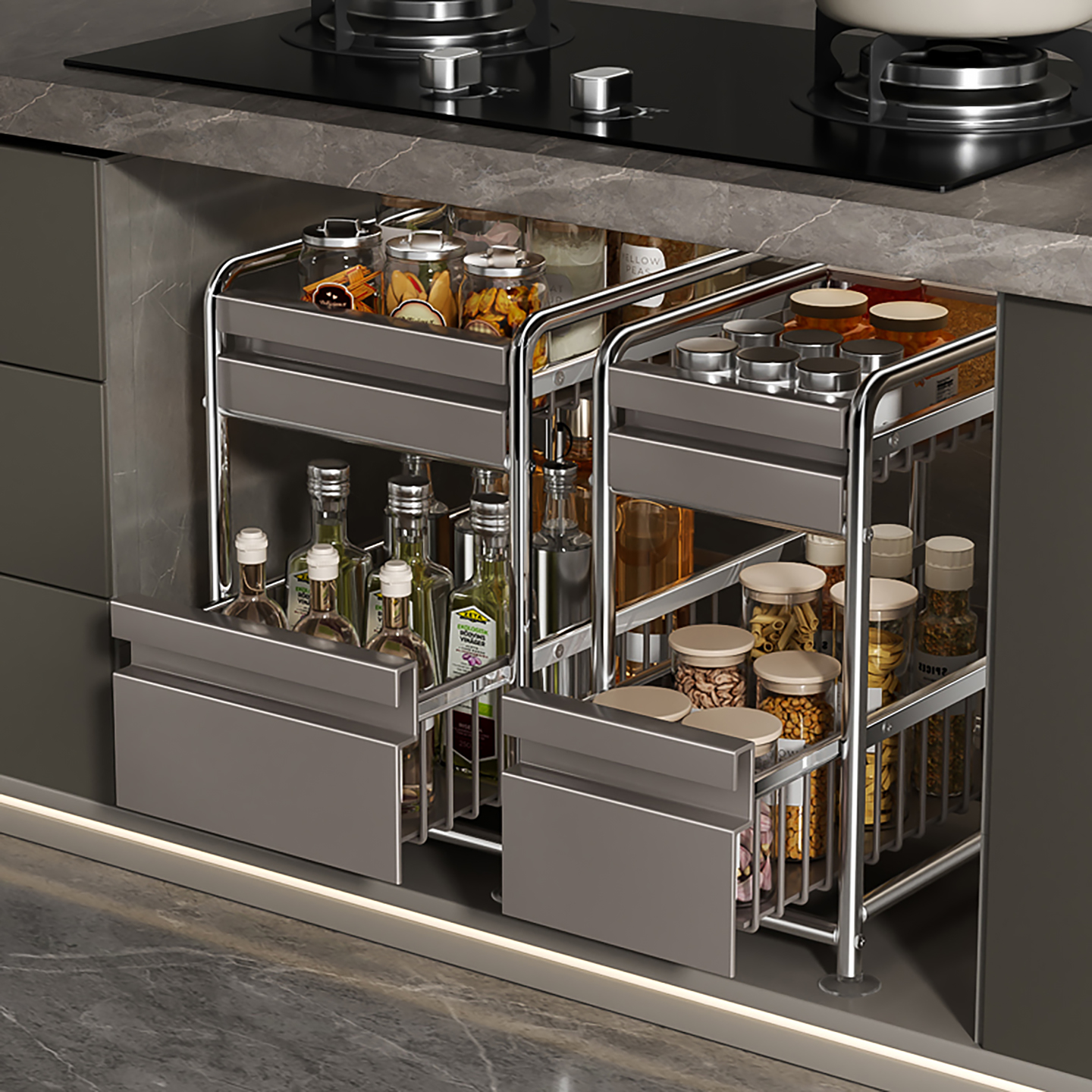 厨房下水槽抽拉式置物架水池拉篮