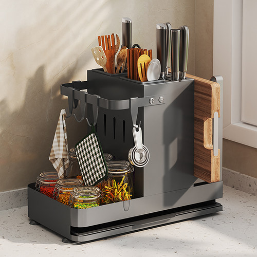 不锈钢厨房刀架置物架抹布收纳架