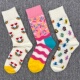 happy袜子女士嗨皮瑞典潮袜四季 纯棉中筒袜外穿卡通百搭彩色袜子