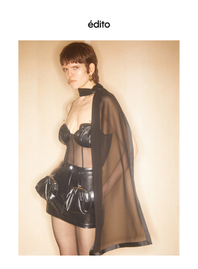 EDITO accessories 24AW 黑色透明雪纺多种穿法披肩围巾