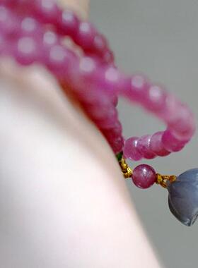 碧玺多圈玫瑰碧玺手串珠链手链