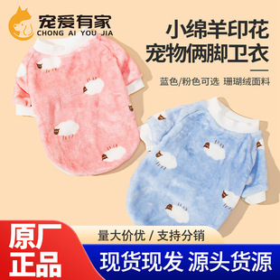 宠物衣服通用可爱休闲衣服厚款两脚衣狗狗服装猫衣服法兰绒批发