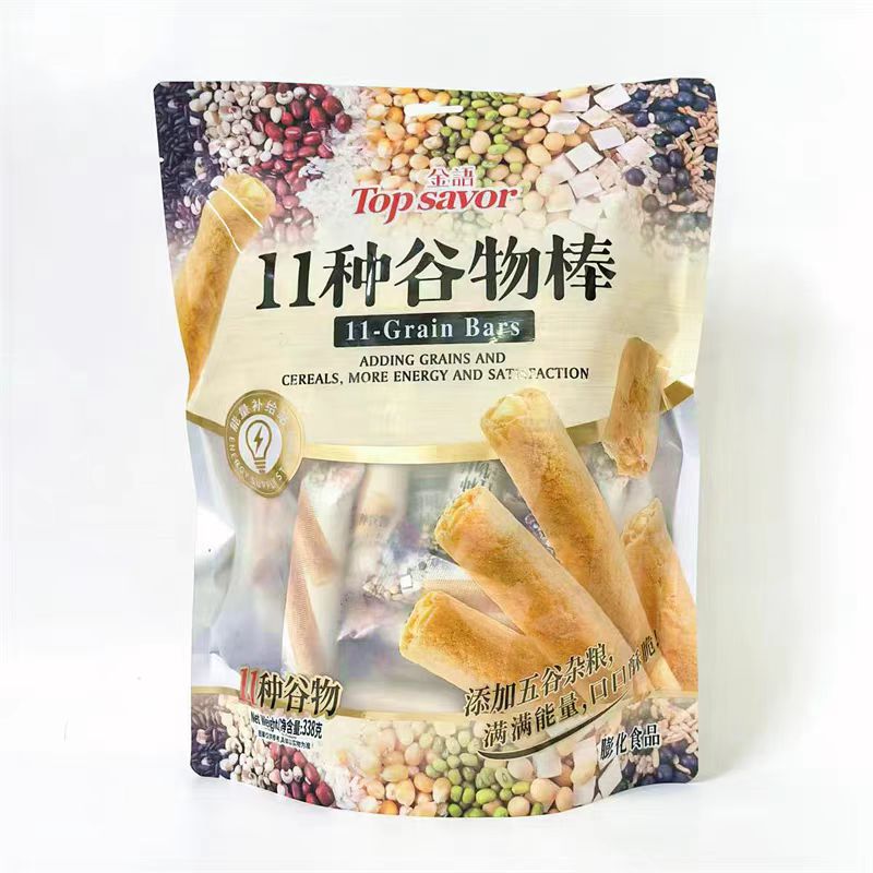金语11种谷物棒338g口口酥脆粗粮糙米卷能量棒办公室解馋零食袋装