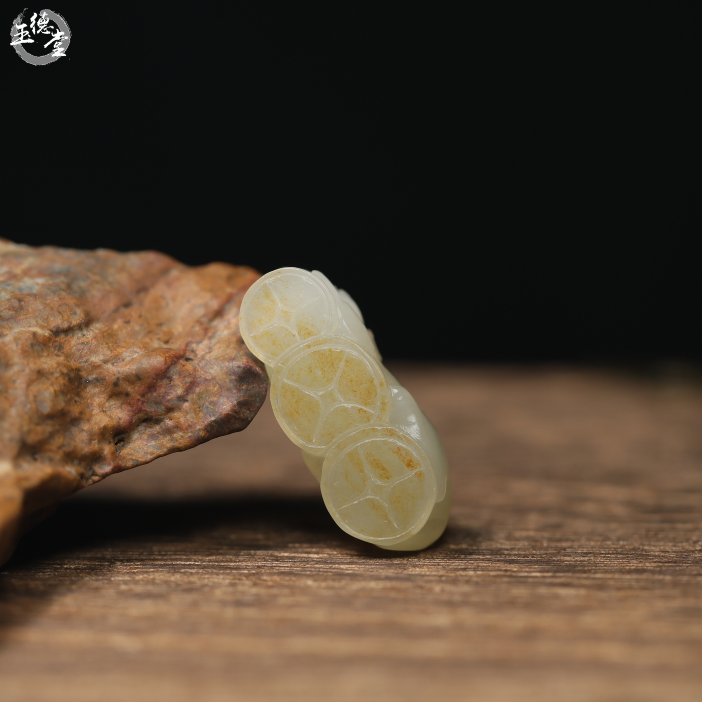 玉德堂新疆和田玉白玉籽料苏工生肖老鼠挂件数钱吊坠