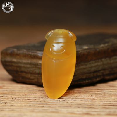 玉德堂逊克玛瑙苏工仿古玉蝉一鸣惊人挂件男女款