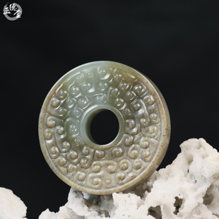 玉德堂新疆和田玉籽料玉璧苏工仿古云纹玉璧和田玉系璧