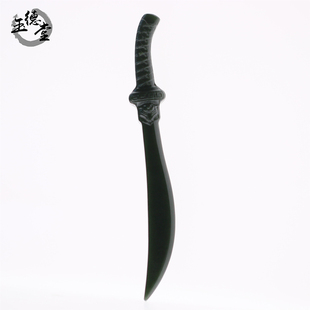 玉德堂天然玉石新疆和田玉青玉苏工宝刀挂件吊坠手玩件塔青玉刀