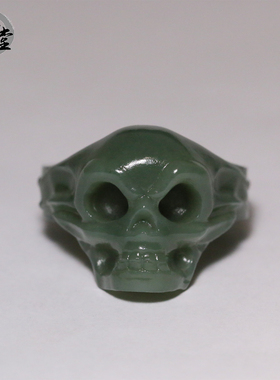 新疆和田玉青玉骷髅头扳指