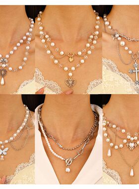 Niche design Hottie style imitation pearl tassel necklace